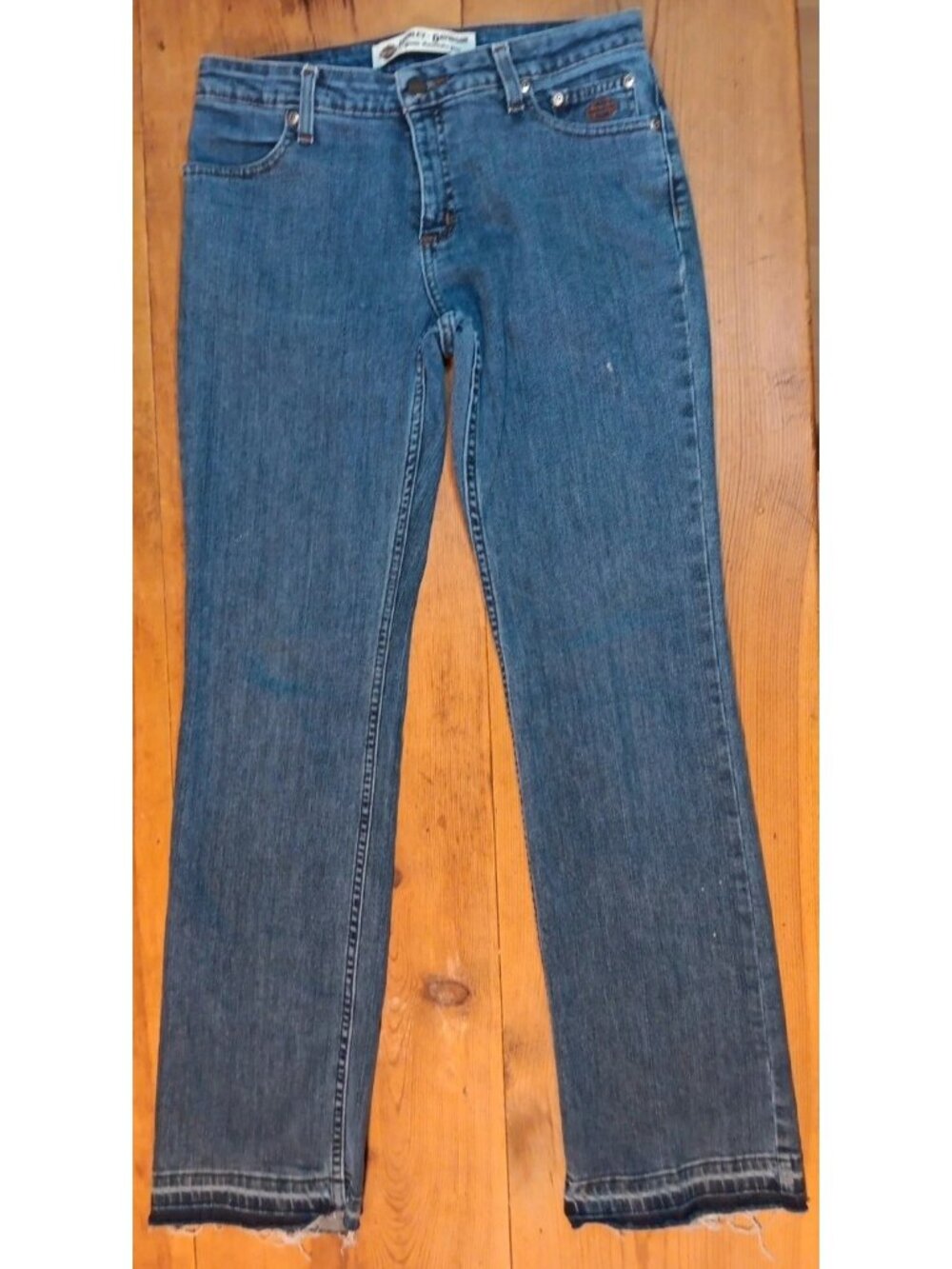 Harley Davidson Jeans Womens 8 Straight Leg Embroidered Pocket Distressed Read